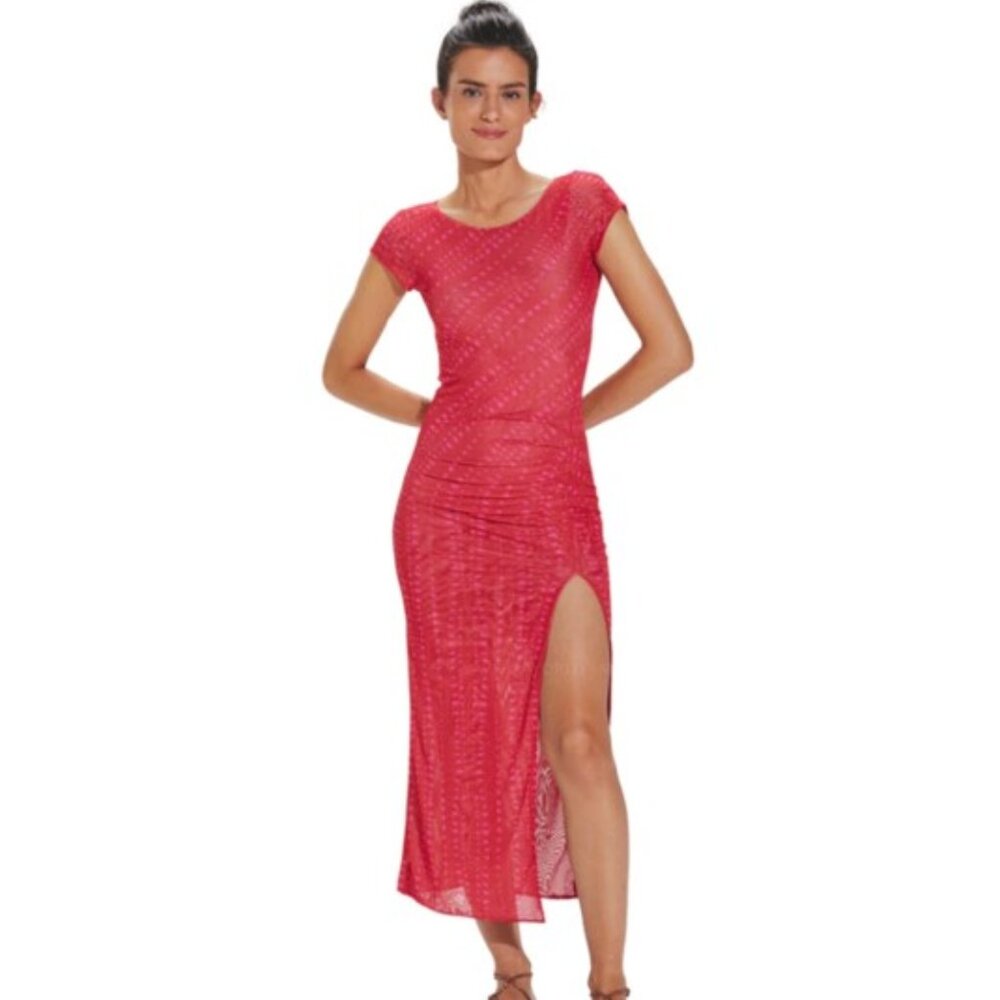 Vix Malika Suzi Midi Cover-Up Dress Red & Pink Size Small